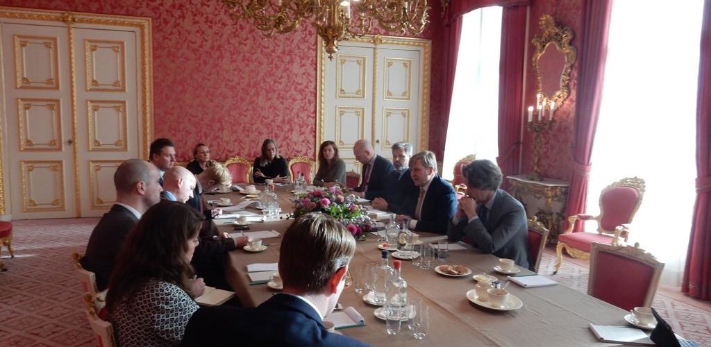 Shaun Lowthorpe part of a group of journalists meeting Dutch King Willem-Alexander